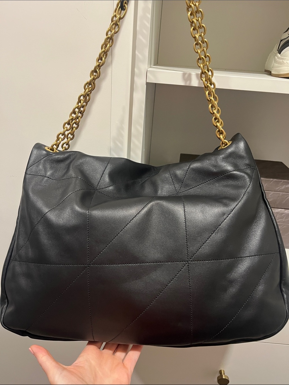 Saint Laurent Black Quilted Leather Shoulder Bag with Gold Chain Strap - Picture 6 of 8